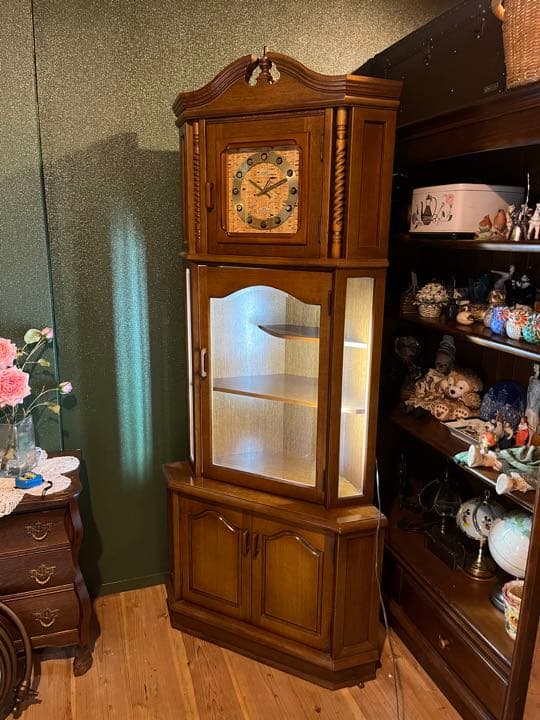 民芸家具 時計 インテリア コーナーラック キャビネット アンティーク 飾り棚