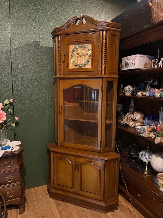 民芸家具 時計 インテリア コーナーラック キャビネット アンティーク 飾り棚