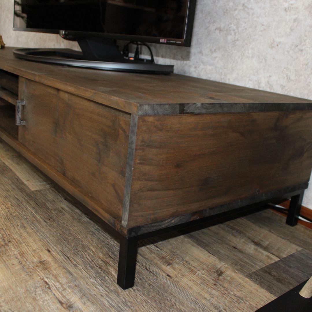 美品 天然木 オーダー TVボード 幅180cm　古材風