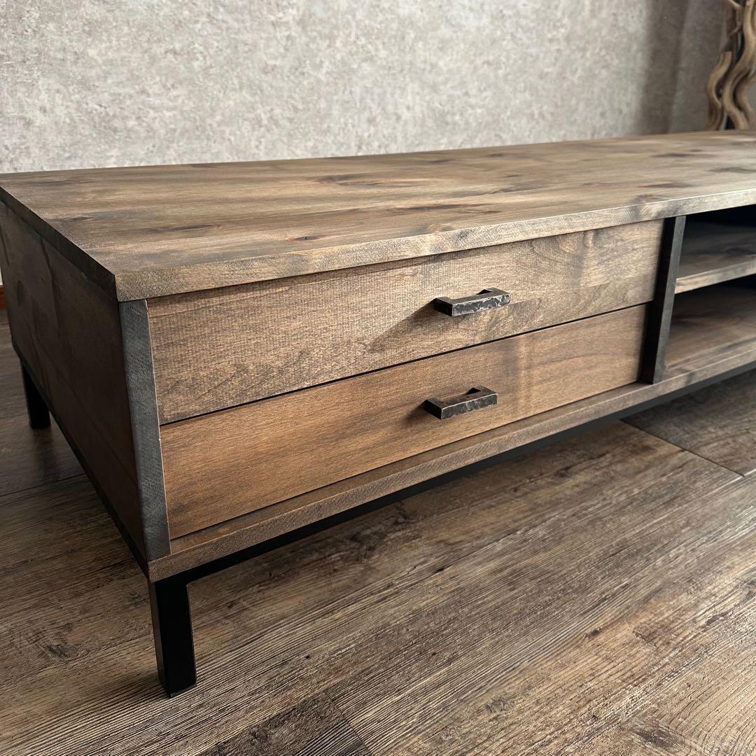 美品 天然木 オーダー TVボード 幅180cm　古材風