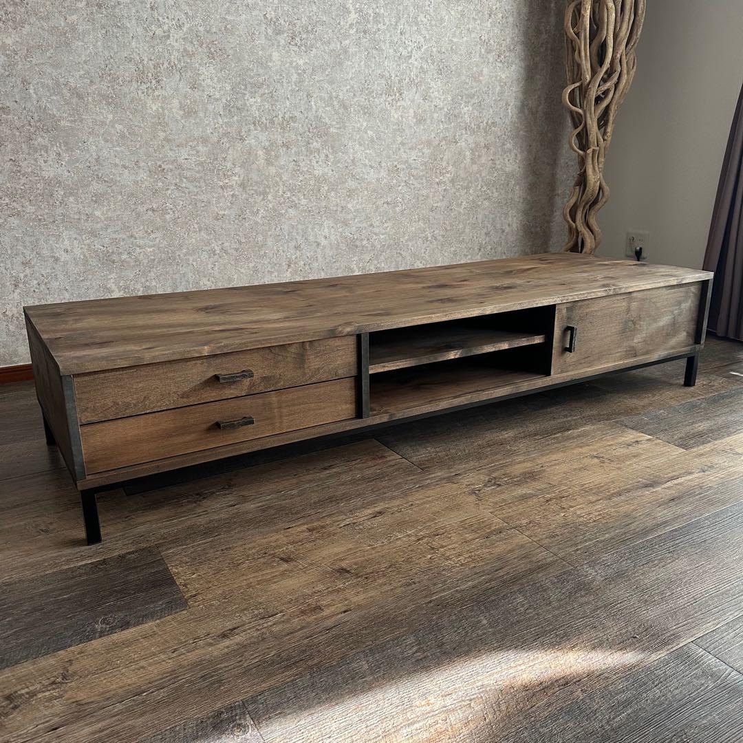 美品 天然木 オーダー TVボード 幅180cm　古材風