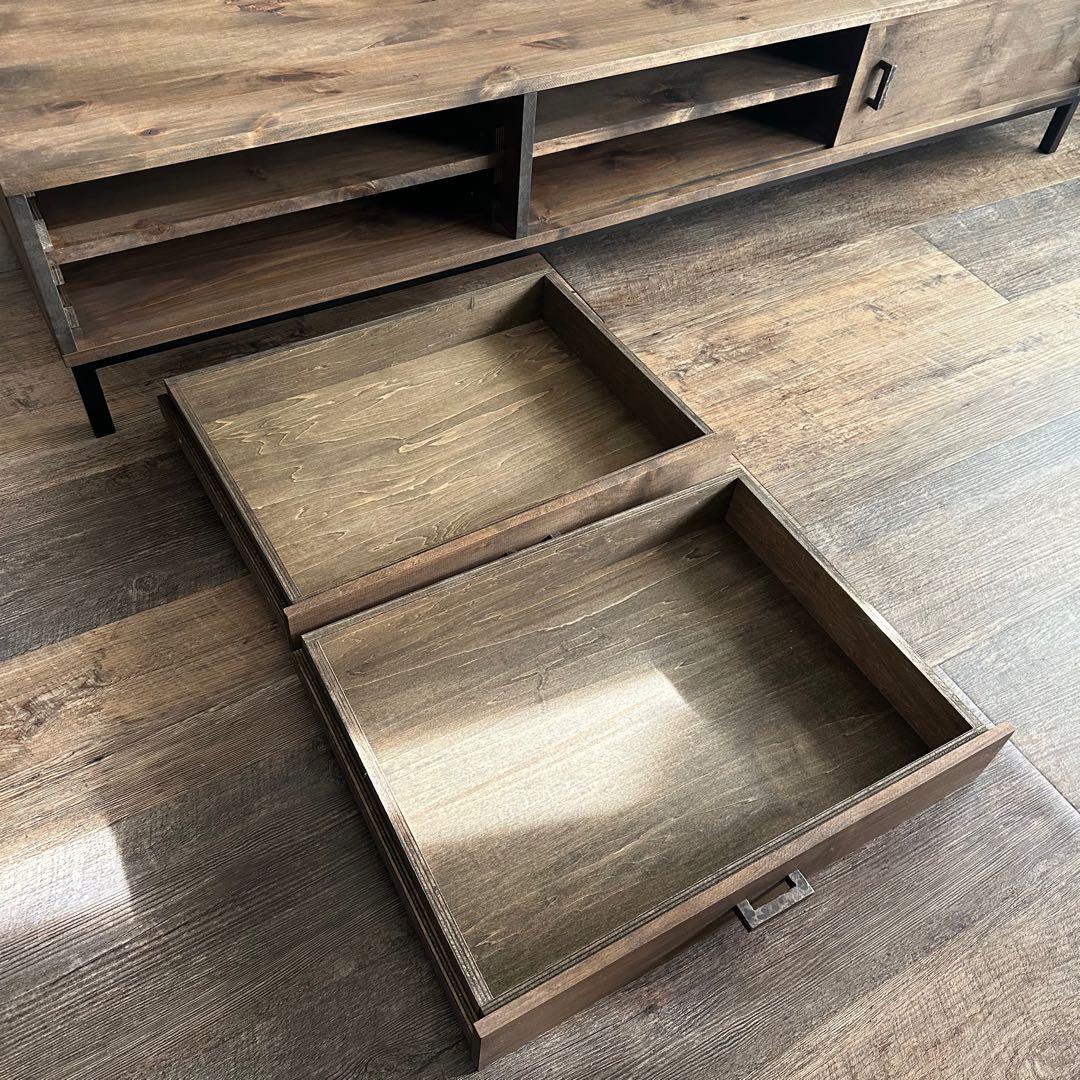 美品 天然木 オーダー TVボード 幅180cm　古材風