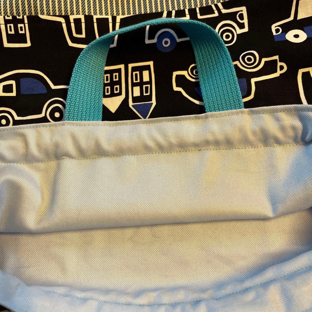 持ち手付き車柄北欧風お着替え袋 体操着袋入園入学 ハンドメイド