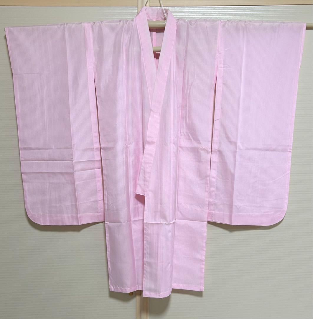 七五三 着物(7才花柄 ピンク系)、長襦袢、前板、伊達締め、しごき