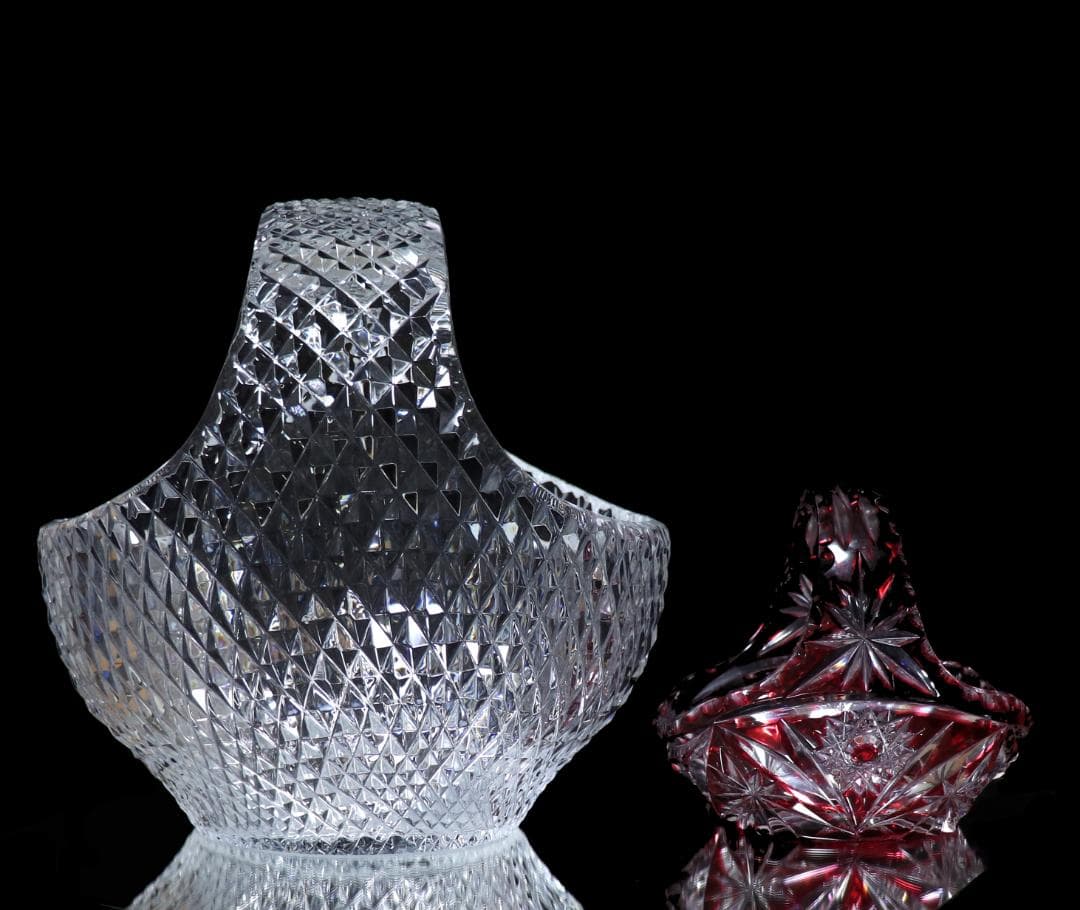 オールド・バカラ 稀少サイズ 特大 バスケット 1.6kg 20cm 菱形カット