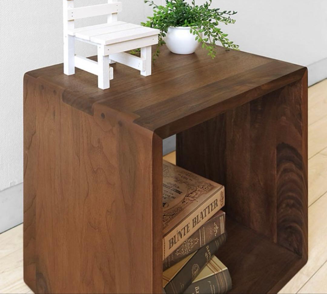 ウォールナット無垢　オイル　シェルフ　コンパクト　本棚　サイドテーブル