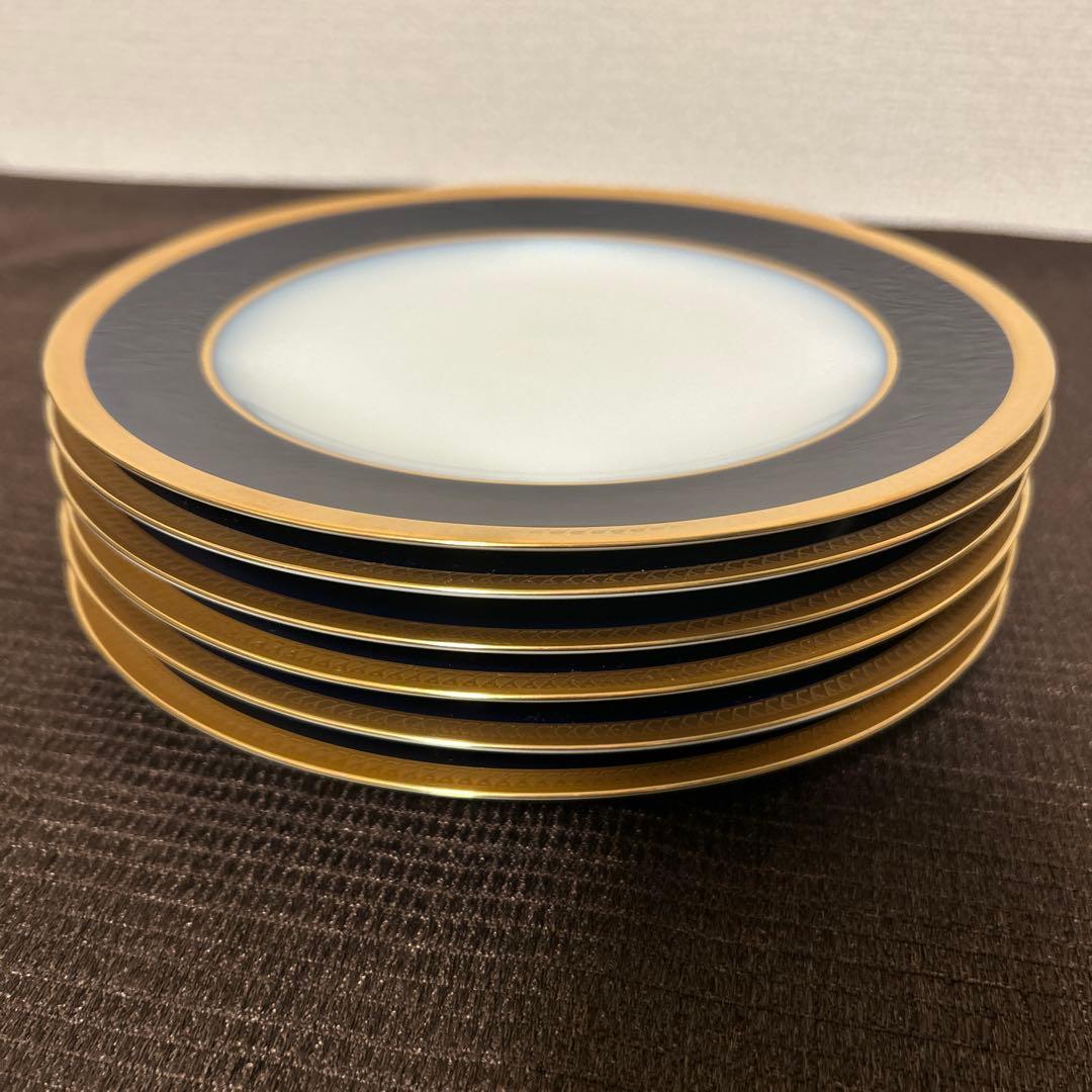 大倉陶園　瑠璃片葉金蝕　デザートプレート　20.5cm 未使用