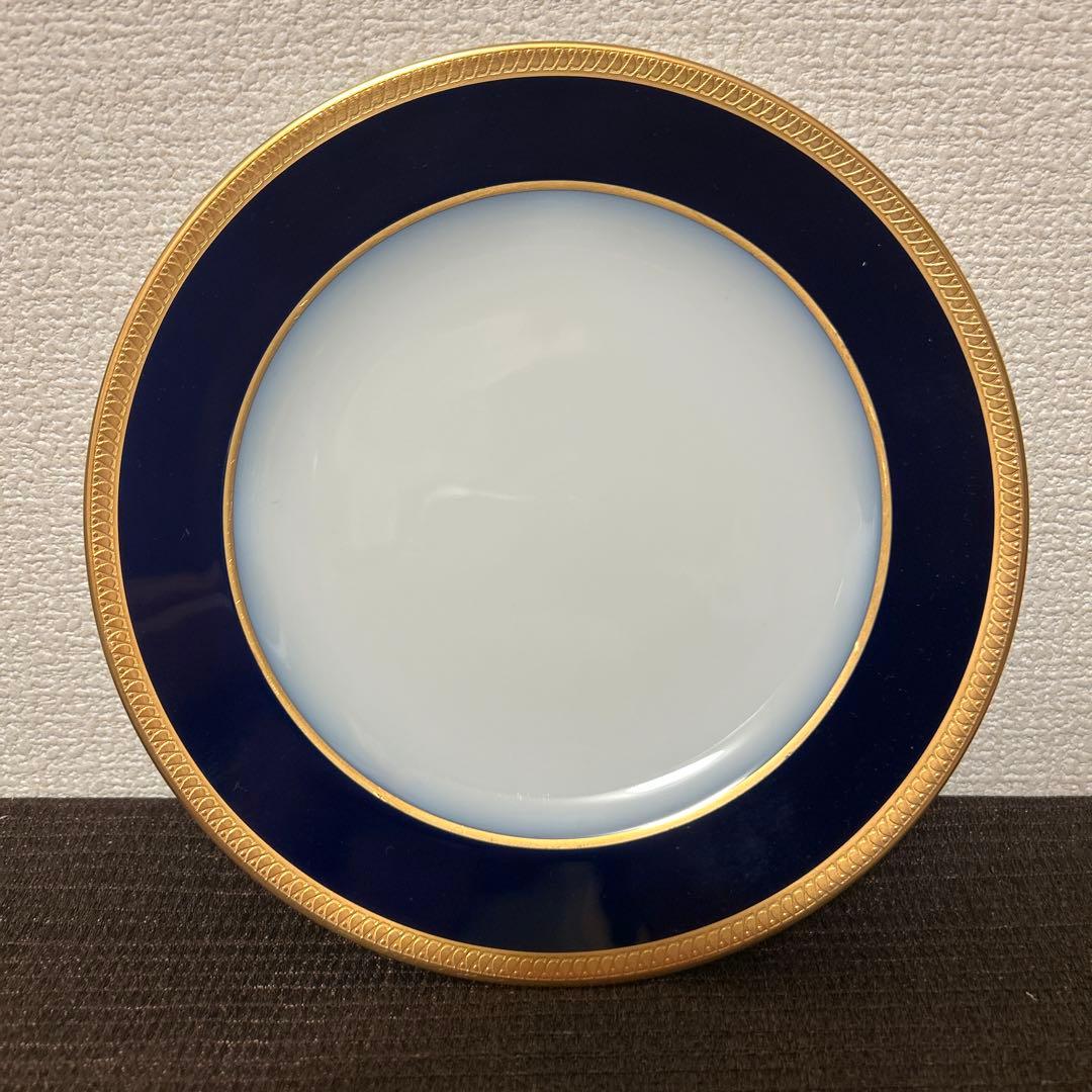 大倉陶園　瑠璃片葉金蝕　デザートプレート　20.5cm 未使用