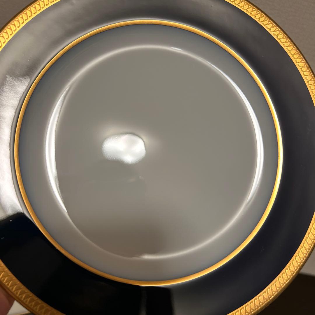 大倉陶園　瑠璃片葉金蝕　デザートプレート　20.5cm 未使用