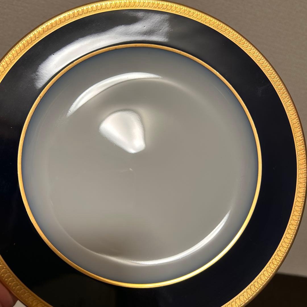 大倉陶園　瑠璃片葉金蝕　デザートプレート　20.5cm 未使用