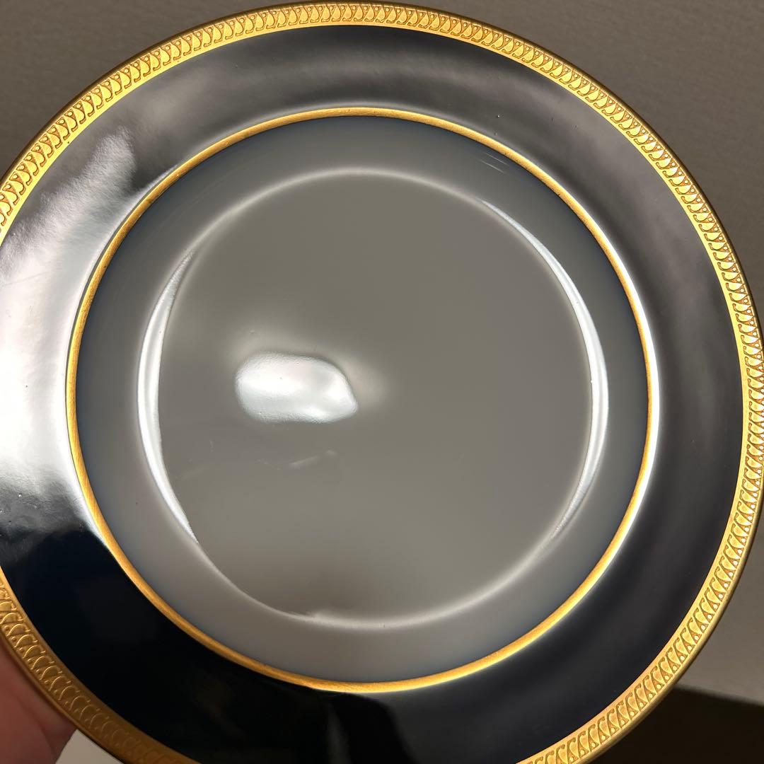 大倉陶園　瑠璃片葉金蝕　デザートプレート　20.5cm 未使用