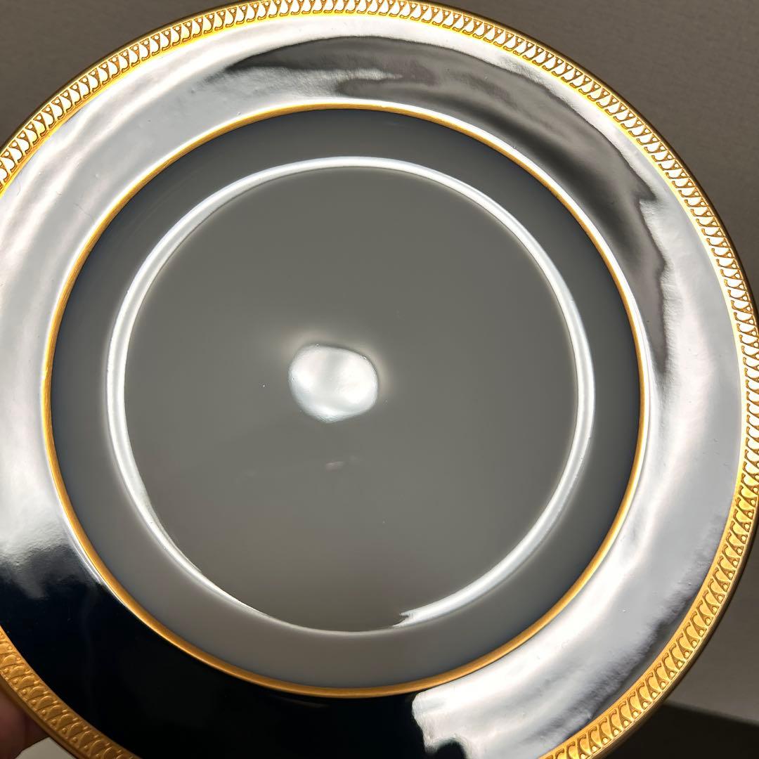 大倉陶園　瑠璃片葉金蝕　デザートプレート　20.5cm 未使用