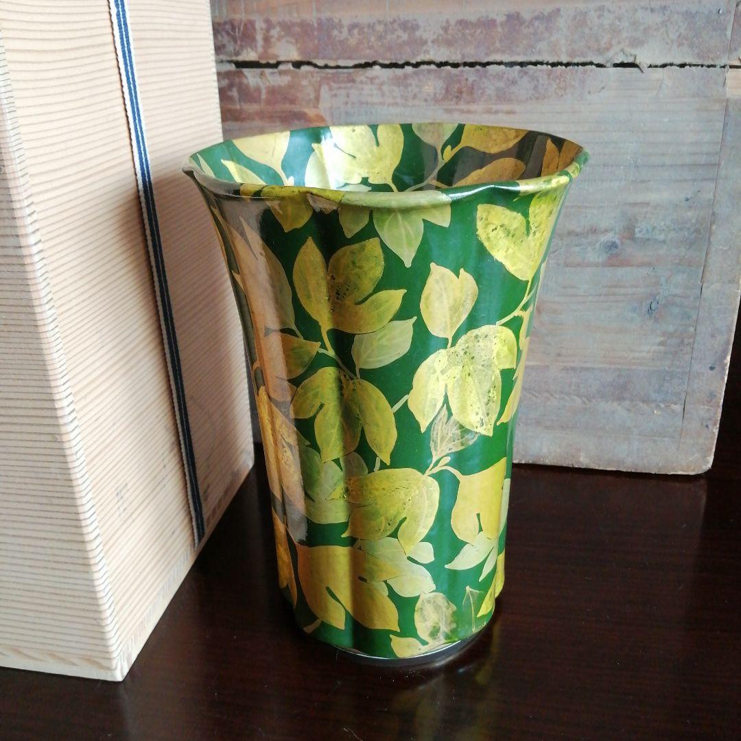 厳嶋焼　厳島豊之助　金彩総模様花瓶　20cm