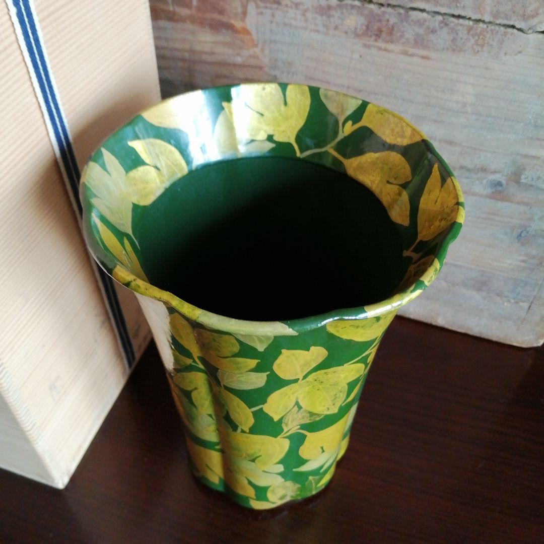 厳嶋焼　厳島豊之助　金彩総模様花瓶　20cm