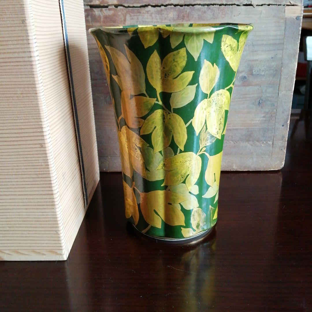 厳嶋焼　厳島豊之助　金彩総模様花瓶　20cm