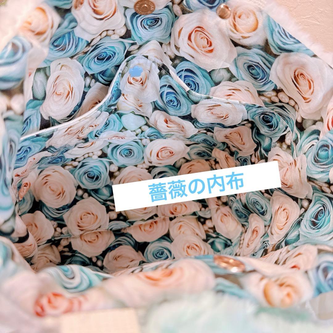 あ*き様 コヤンイサムチョン♡ インド刺繍＆ファー！ミントブルーうさルミのトート