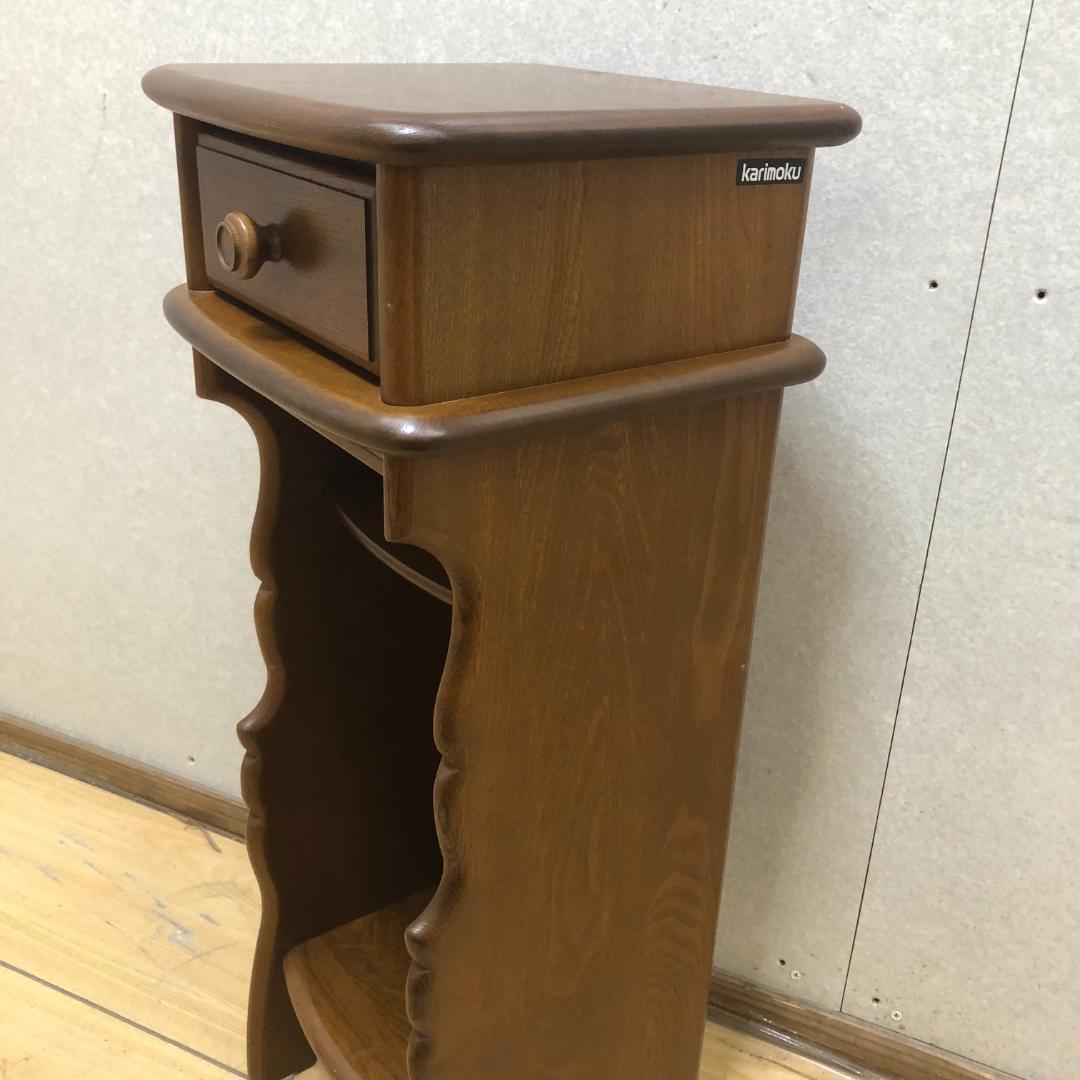 美品 カリモク 電話台 オールドカリモク アンティーク 88192-1-③