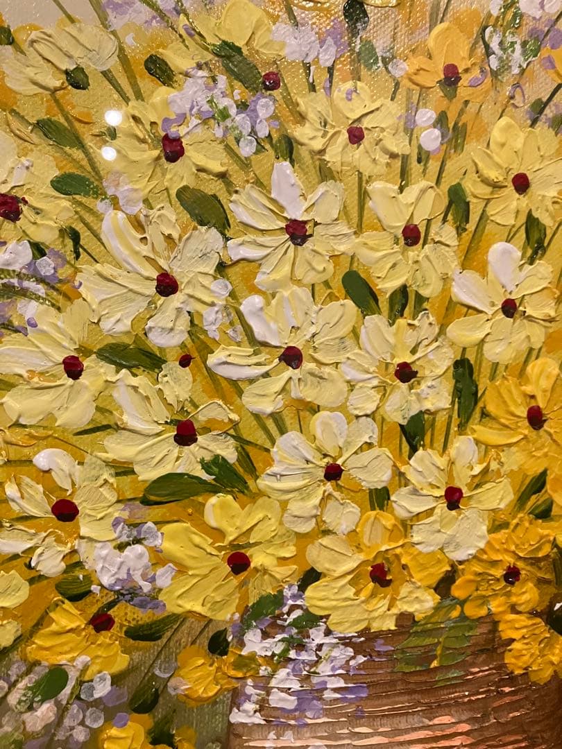 額装油絵　「黄色い小花」　木村咲　価格応談