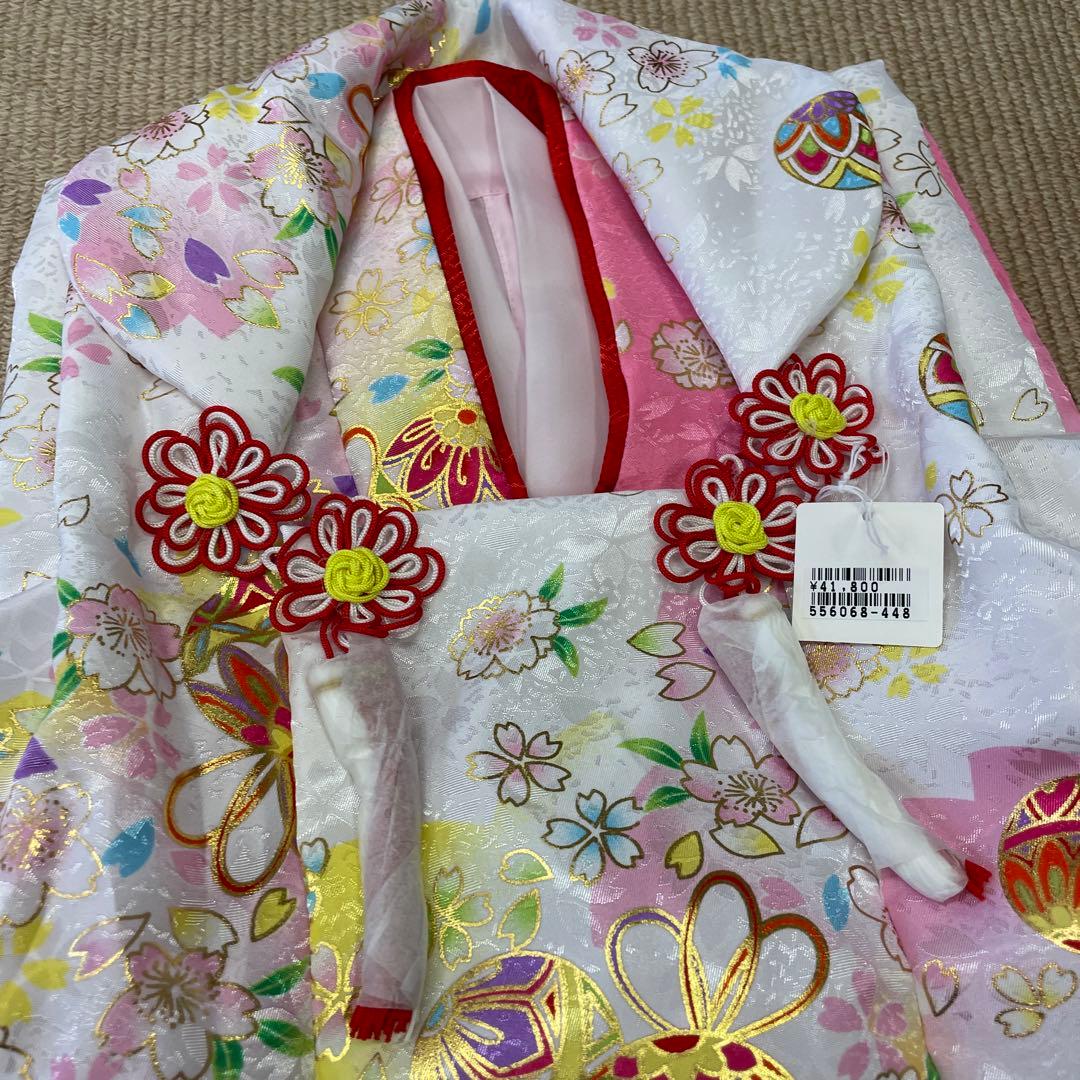 新品 御祝着 七五三 三歳フルセット 特価品 着物 襦袢 被布 巾着 草履