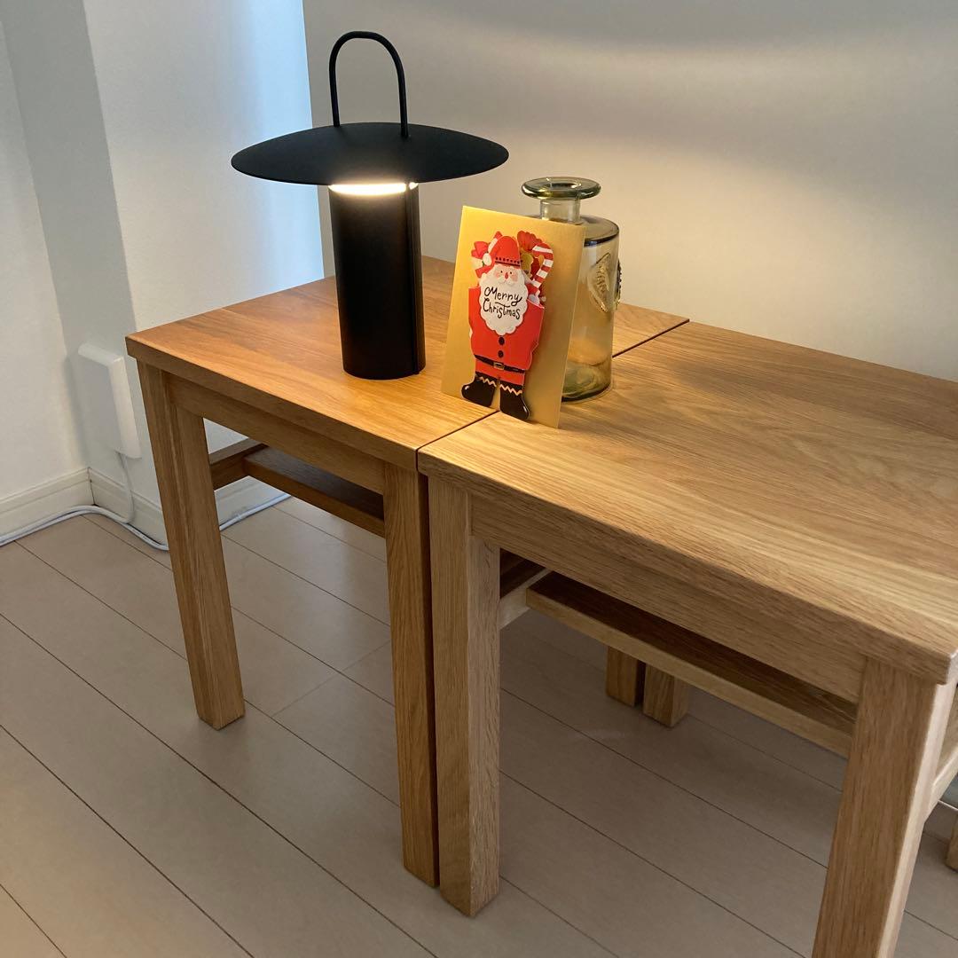 無印良品　木製サイドテーブルベンチ　板座　節無し　2個セット