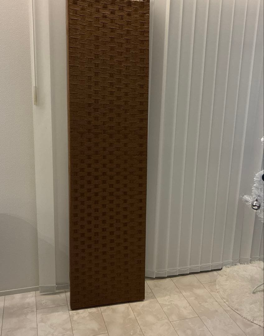 ブラウン 編み込みパーテーション 4パネル