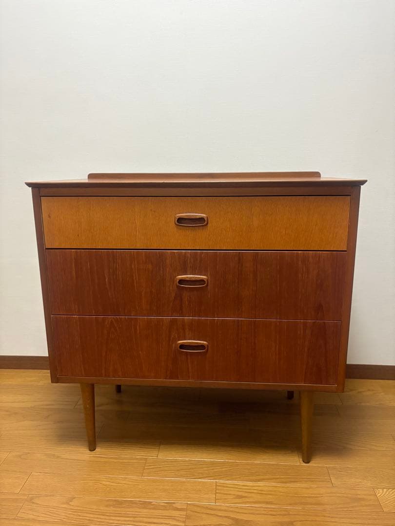 北欧 デンマーク ヴィンテージ チーク オーク 3段 チェスト