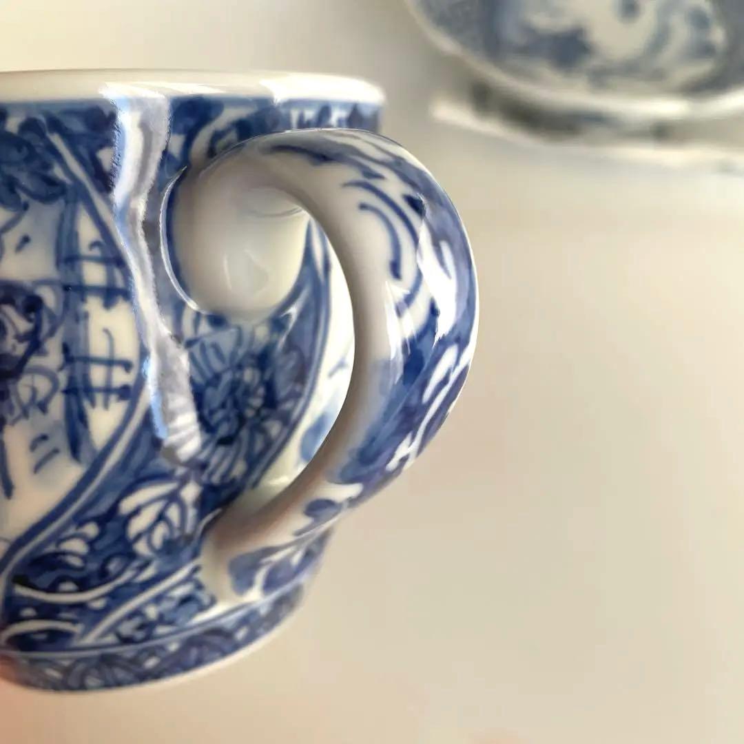 有田焼手描染付　幸麓窯　盛皿　大皿　プレート　モーニングカップ　マグカップ　小皿