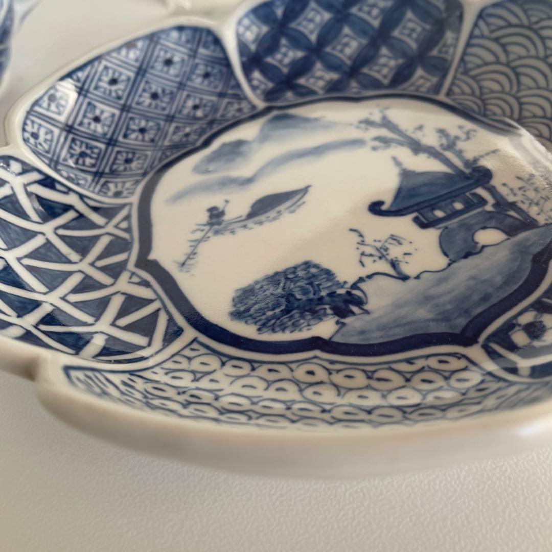 有田焼手描染付　幸麓窯　盛皿　大皿　プレート　モーニングカップ　マグカップ　小皿