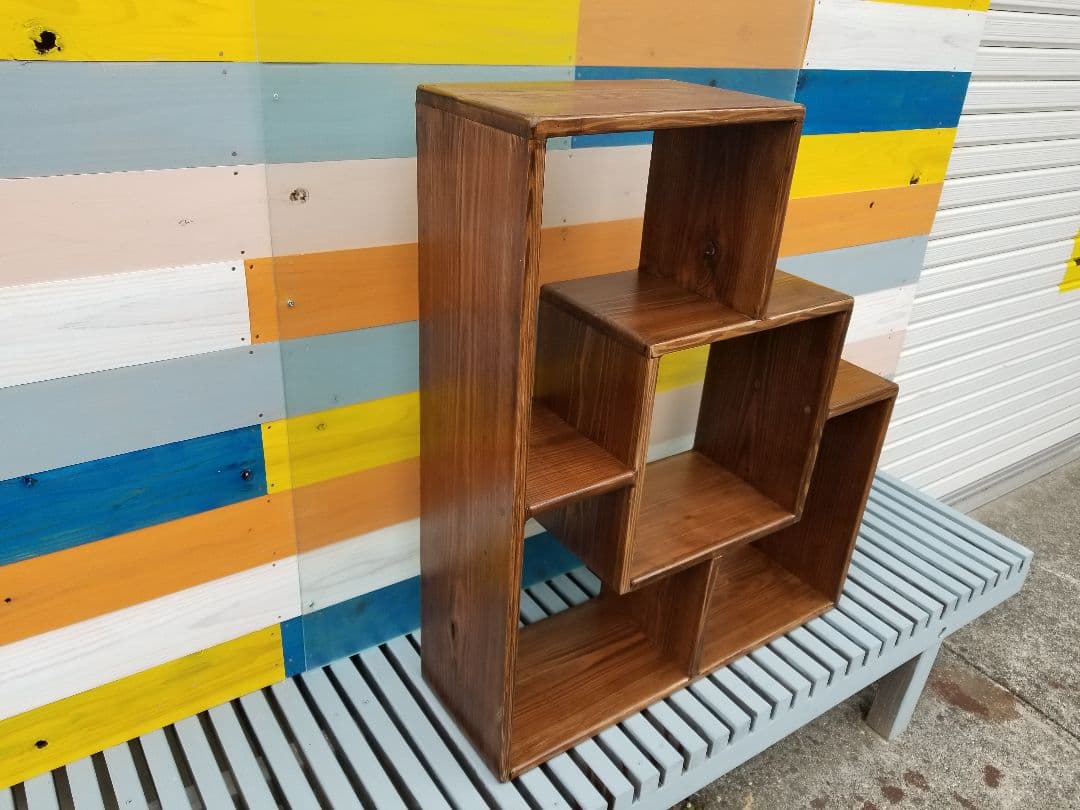 国産　天然木　本棚　レコードラック　マガジンラック　キャットタワー