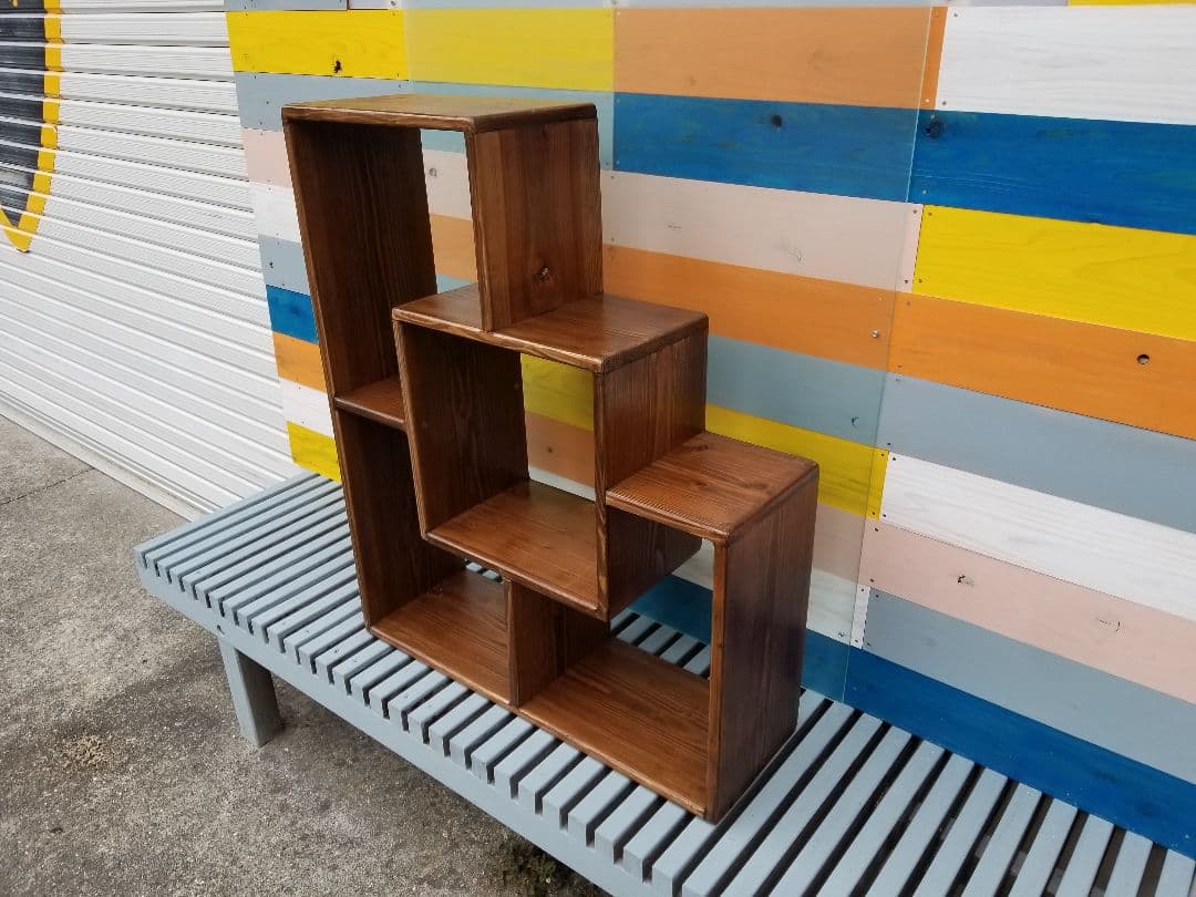 国産　天然木　本棚　レコードラック　マガジンラック　キャットタワー