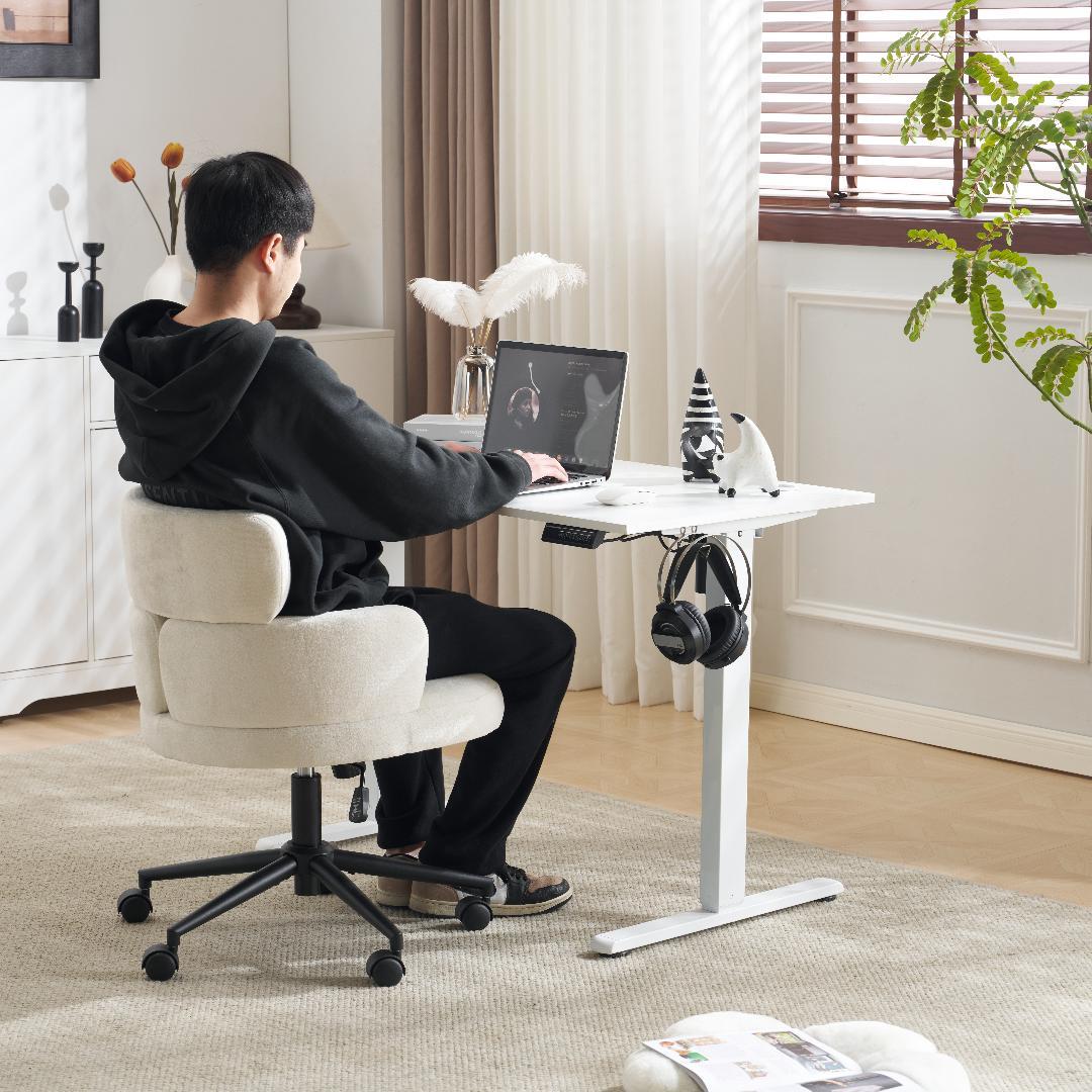 【ホワイト】電動昇降デスク スタンディングデスク 幅100cm 昇降式テーブル