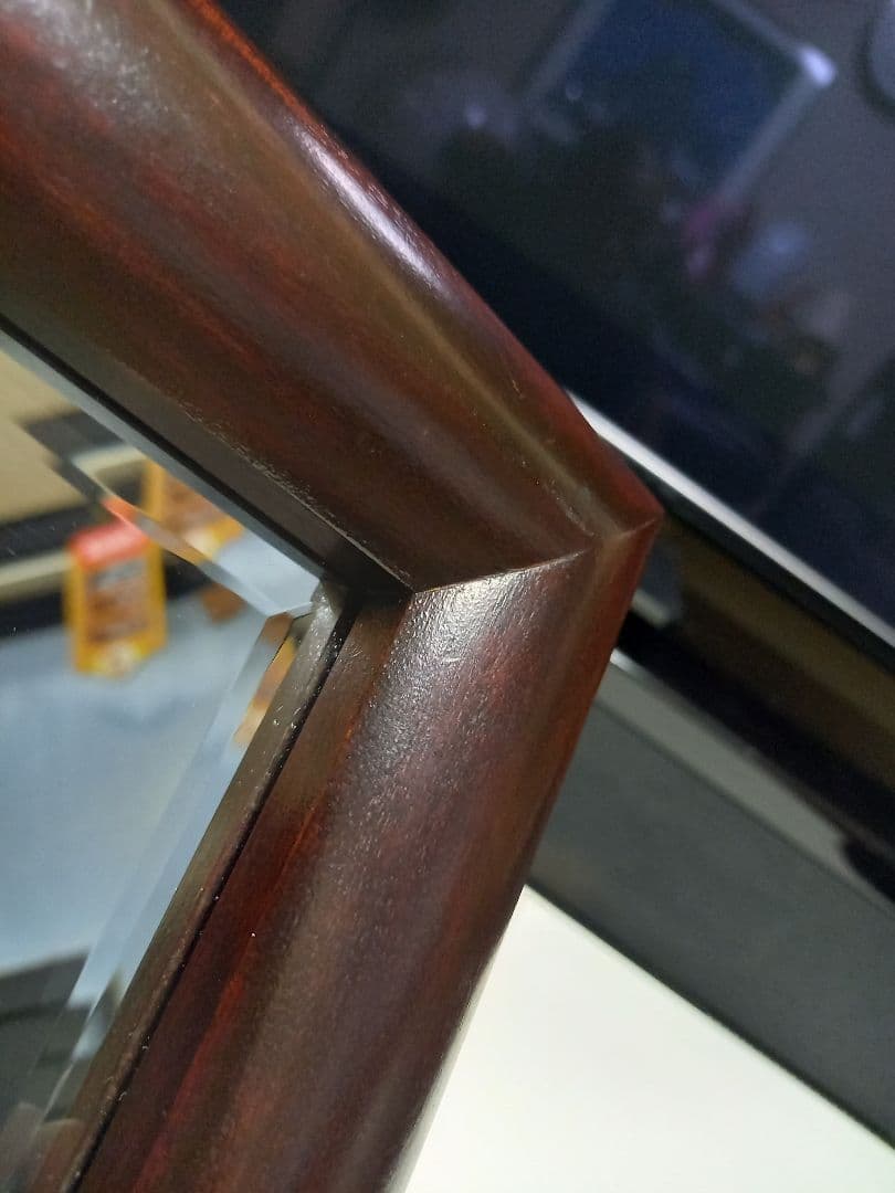 希少　デザイン　松本民芸　樺桜材　壁掛け　鏡　ウォール　ミラー