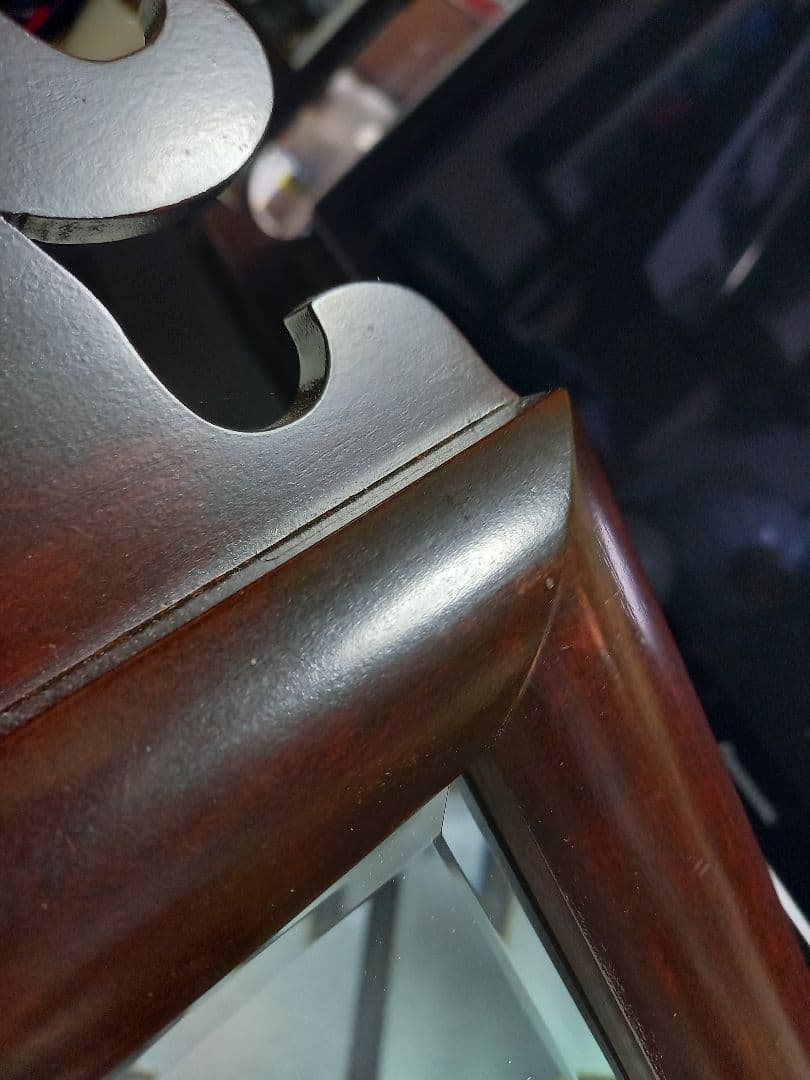 希少　デザイン　松本民芸　樺桜材　壁掛け　鏡　ウォール　ミラー