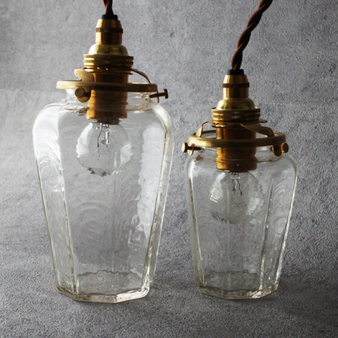 安土草多　あづちそうた　吹きガラス　八角瓶大　クラック　ペンダントライト