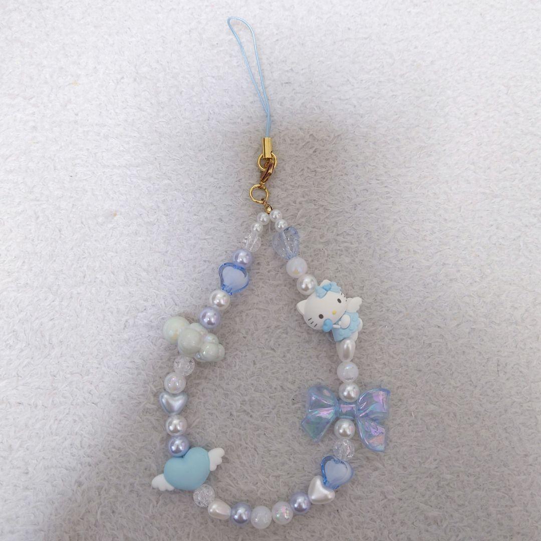 匿名配送】サンリオ ハローキティ フォンストラップ エンジェル ブルー