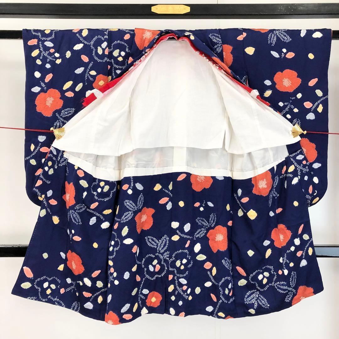 子供着物 七五三 半襦袢付 3歳 絞り 花模様 CK-7335