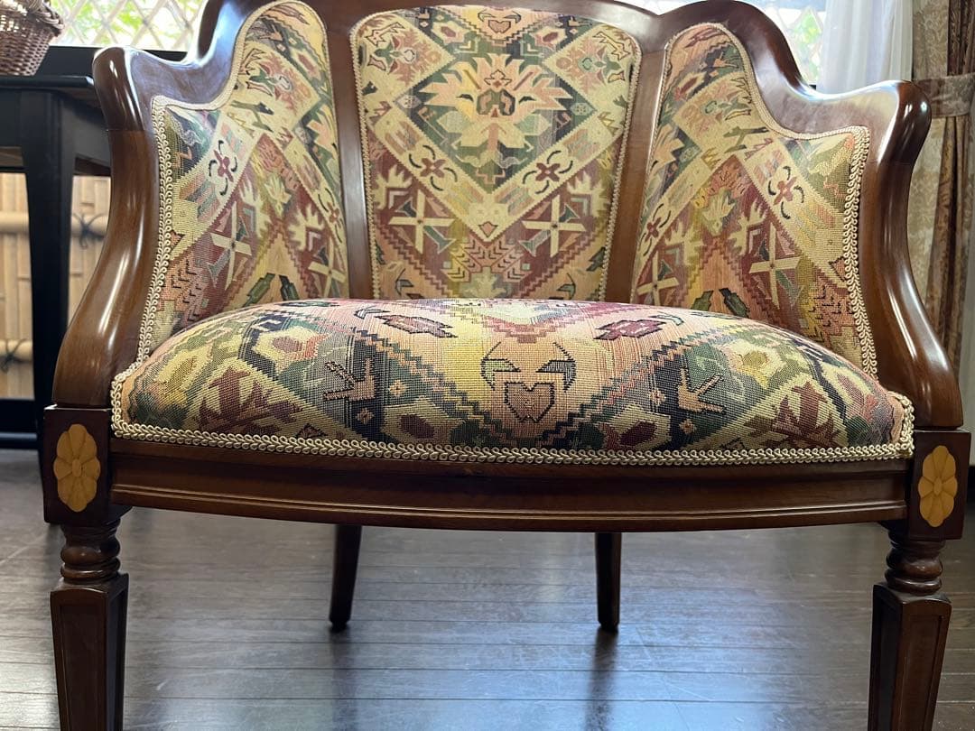 シングルソファ ② アンティーク インテリア イタリア 象嵌