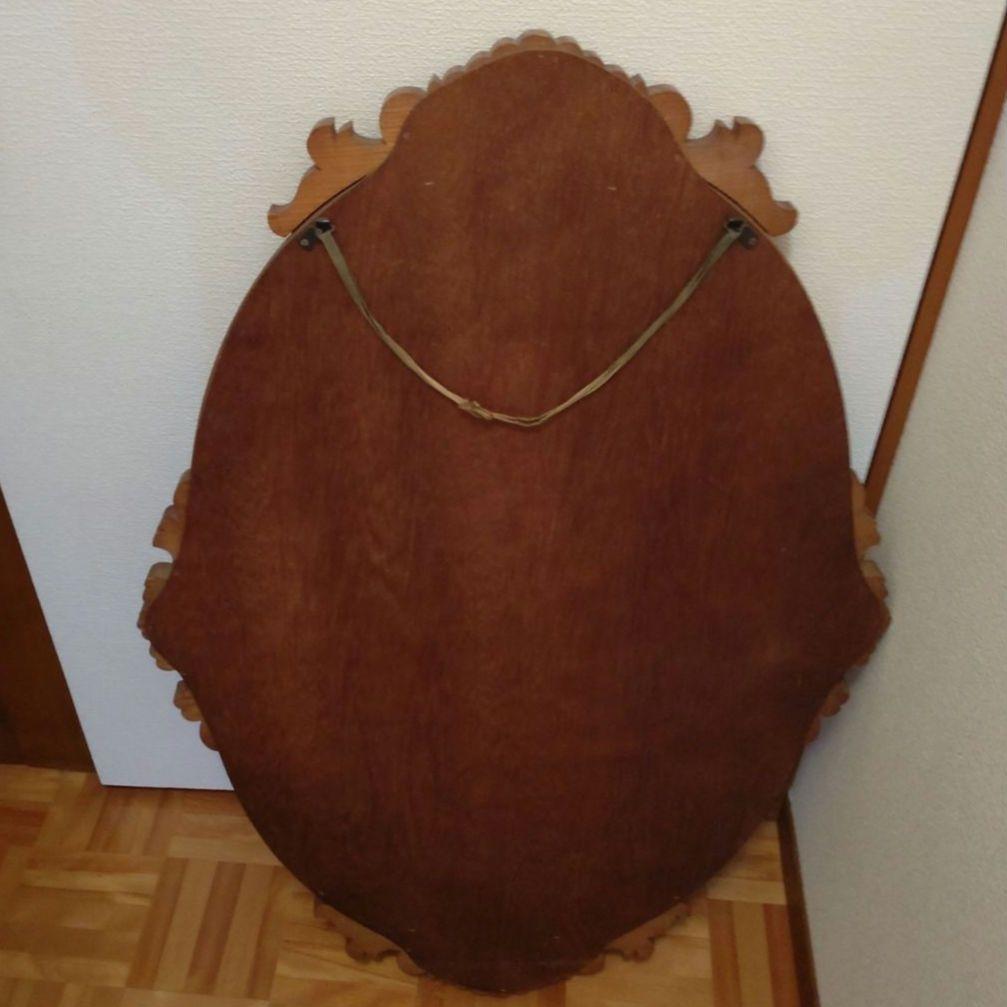 アンティーク木製鏡 壁掛け 縦93cm
