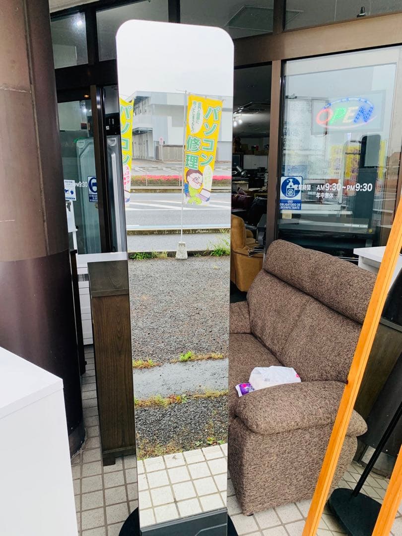 ミラー付き ハンガーラック キャスター付き