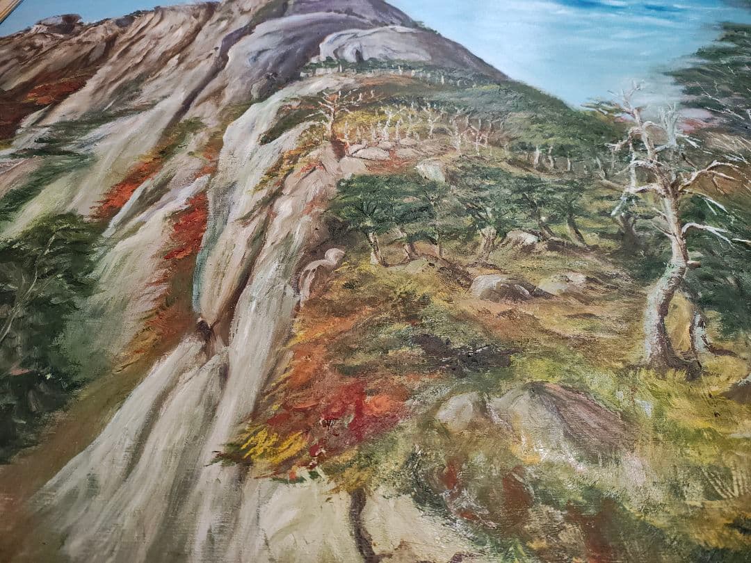 送料込】F50号 油彩額縁 ＋ 肉筆「大崩山 紅葉」 VIC木枠 公募展にも