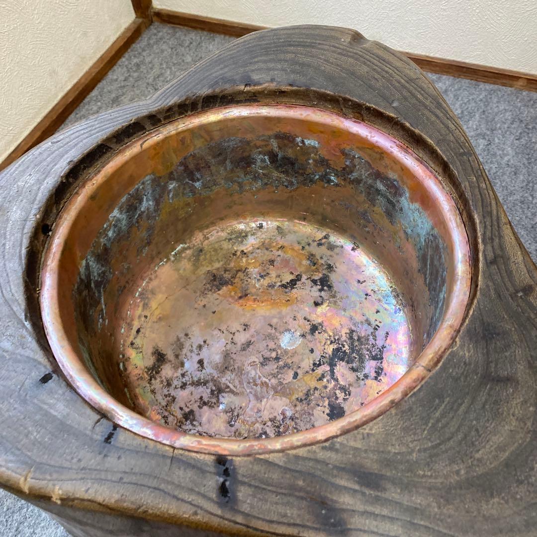 レトロ昭和　木火鉢　銅　レアハート方　インテリア