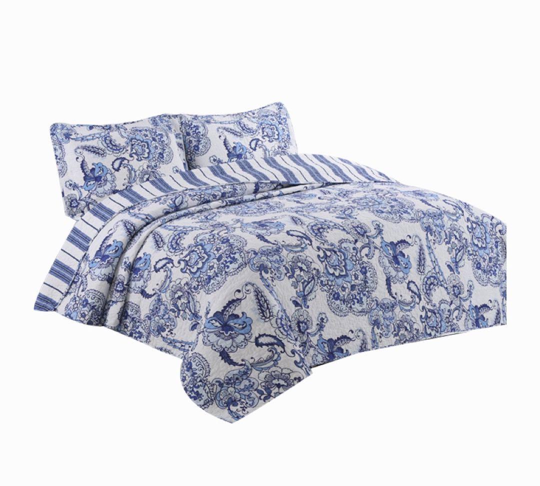 キルトベッドカバー3点セット綿マルチカバー キルティング 814