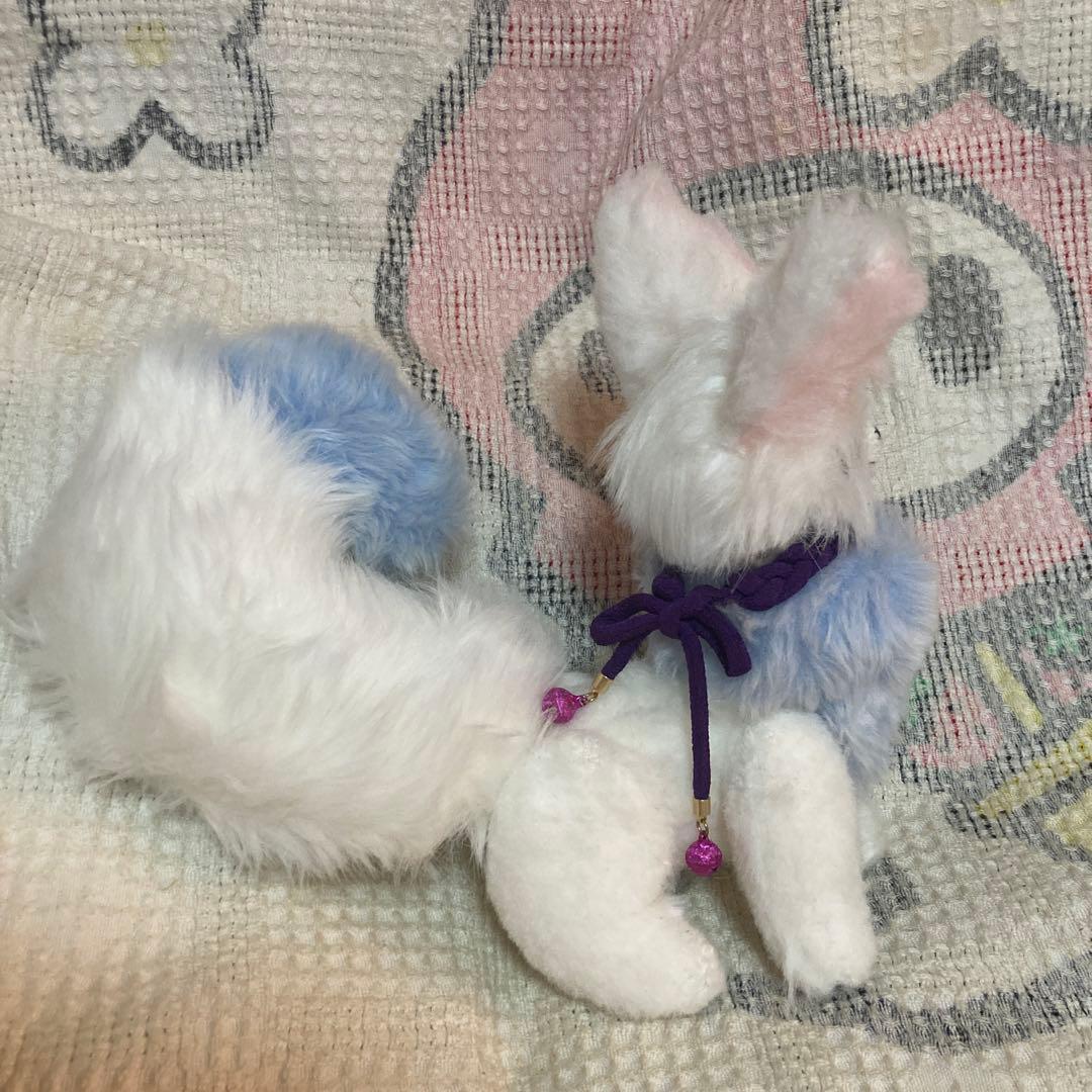 お稲荷様　白狐　アートドール　ぬいぐるみ作家　作家名不明　ぬいぐるみ　中古品