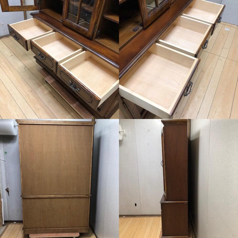 【古家具】カリモク家具 コロニアル ヴィンテージ 食器棚　750709-9