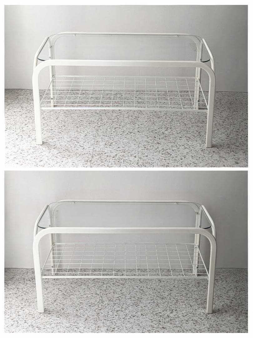 90s ビンテージ メタルフレーム ガラス センターテーブル スペースエイジ