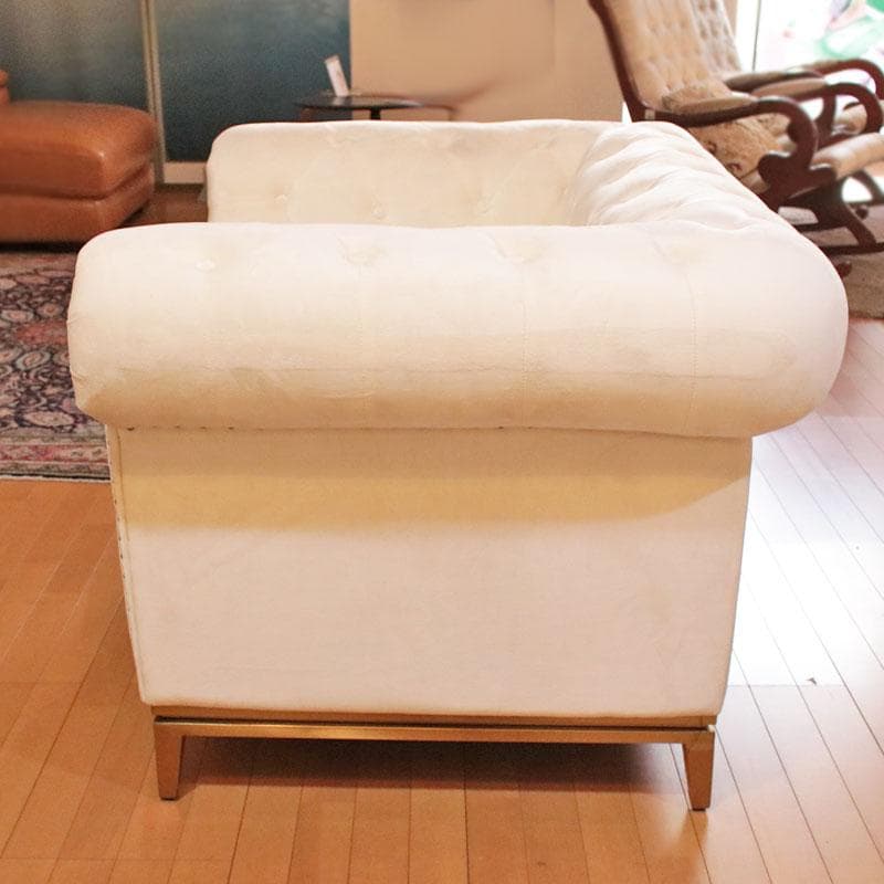 一人掛けソファ ベルベット ホワイト クッション付 230-899