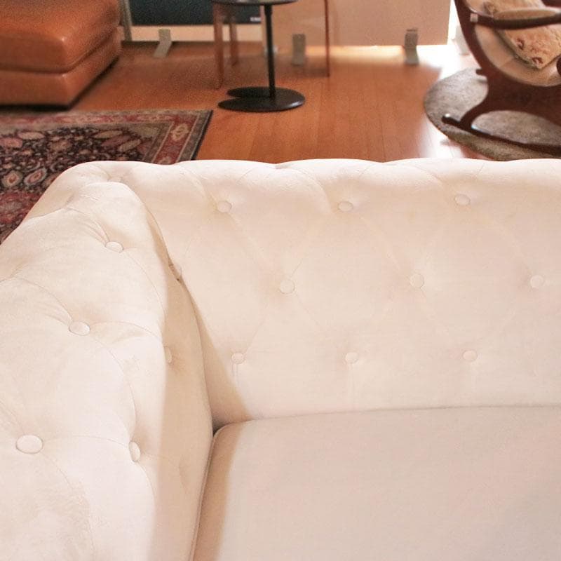 一人掛けソファ ベルベット ホワイト クッション付 230-899