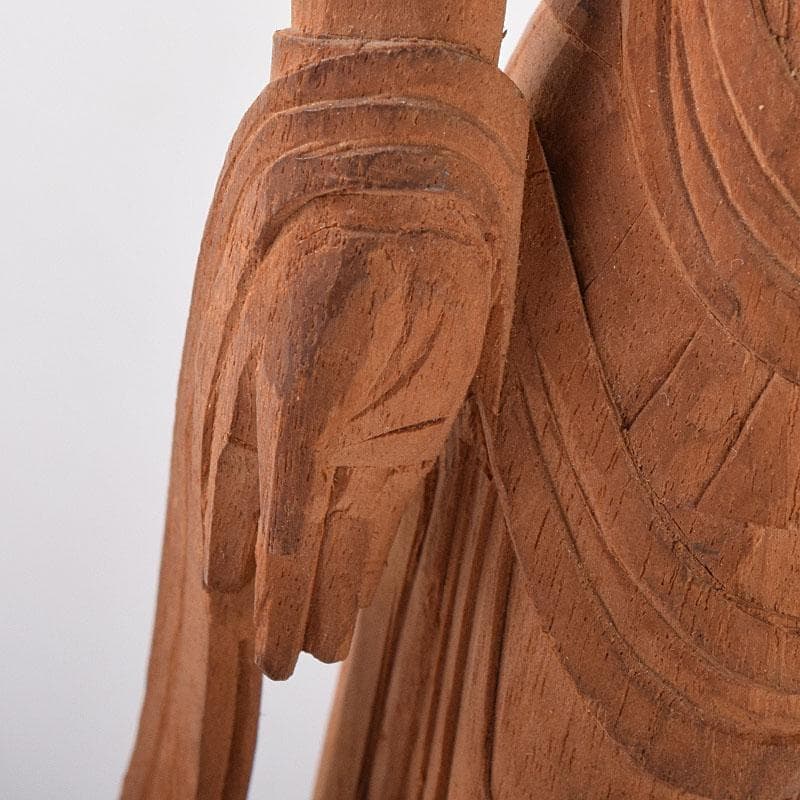 仏教美術 彫刻家 真海徳太郎作 木彫 観世音菩薩 仏像 置物 共箱 VR8302