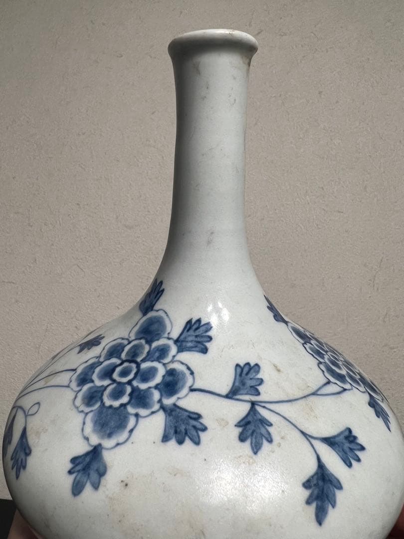 李朝 白磁 染付 分院 牡丹紋 朝鮮王朝 官窯 酒器 徳利 花