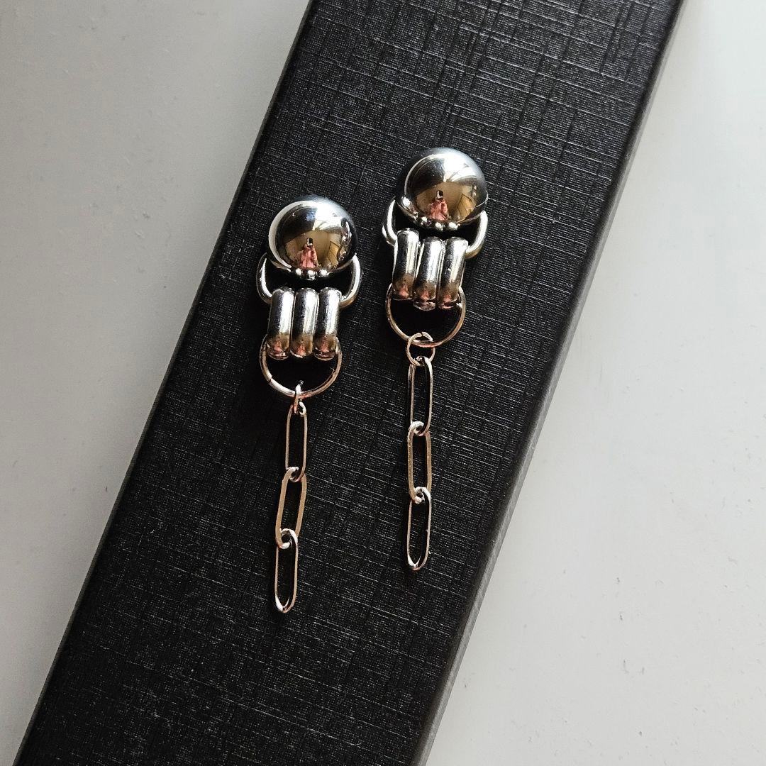 シルバーピアス カボションピアス ロングピアス ニッケルフリーピアス 1点物